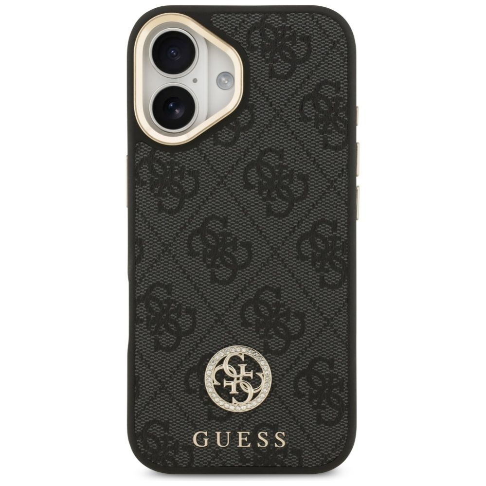 Citas preces Guess Guess 4G Strass Logo & Big Strap Metal Buttons MagSafe Case for iPhone 17 - Black