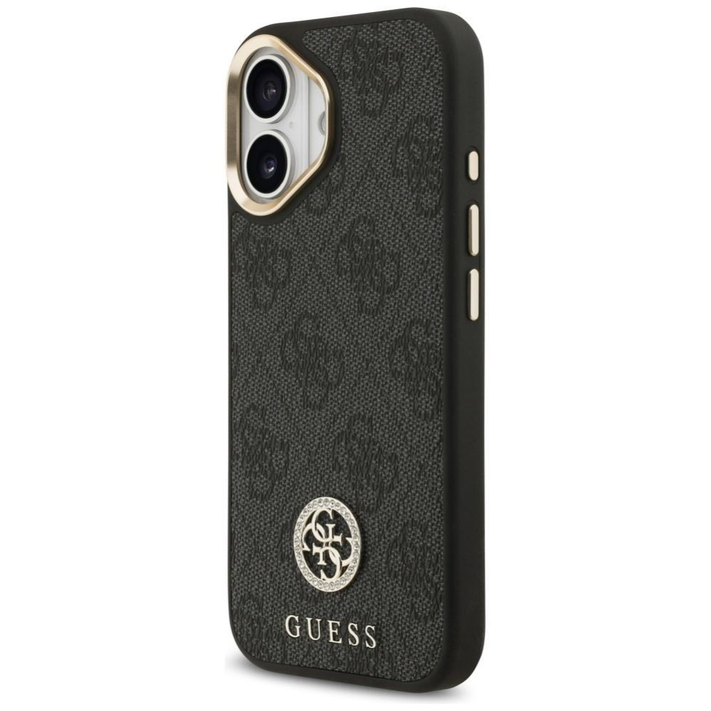 Citas preces Guess Guess 4G Strass Logo & Big Strap Metal Buttons MagSafe Case for iPhone 17 - Black