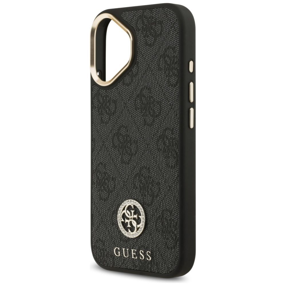 Citas preces Guess Guess 4G Strass Logo & Big Strap Metal Buttons MagSafe Case for iPhone 17 - Black