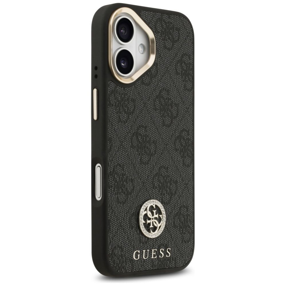 Citas preces Guess Guess 4G Strass Logo & Big Strap Metal Buttons MagSafe Case for iPhone 17 - Black