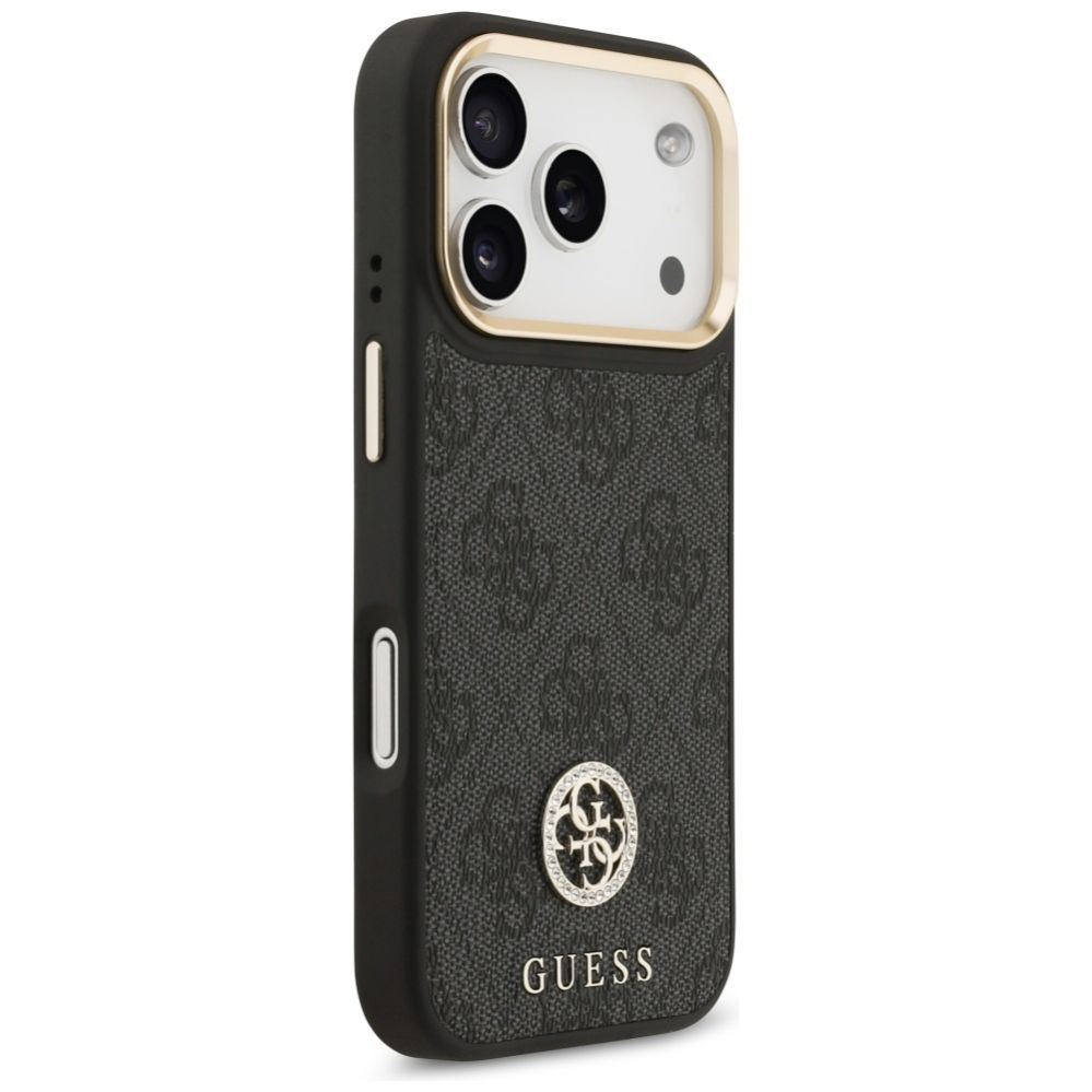 Muud kaubad Guess Guess 4G Strass Logo & Big Strap Metal Buttons MagSafe Case for iPhone 17 Pro - Black