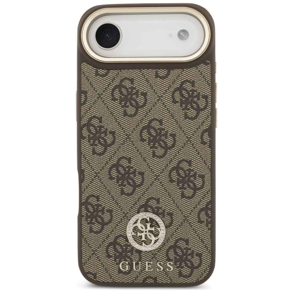 Citas preces Guess Guess 4G Strass Logo & Big Strap Metal Buttons MagSafe Case for iPhone Air - Brown
