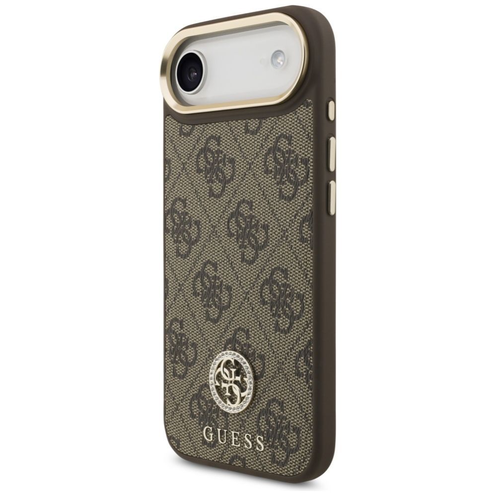 Citas preces Guess Guess 4G Strass Logo & Big Strap Metal Buttons MagSafe Case for iPhone Air - Brown