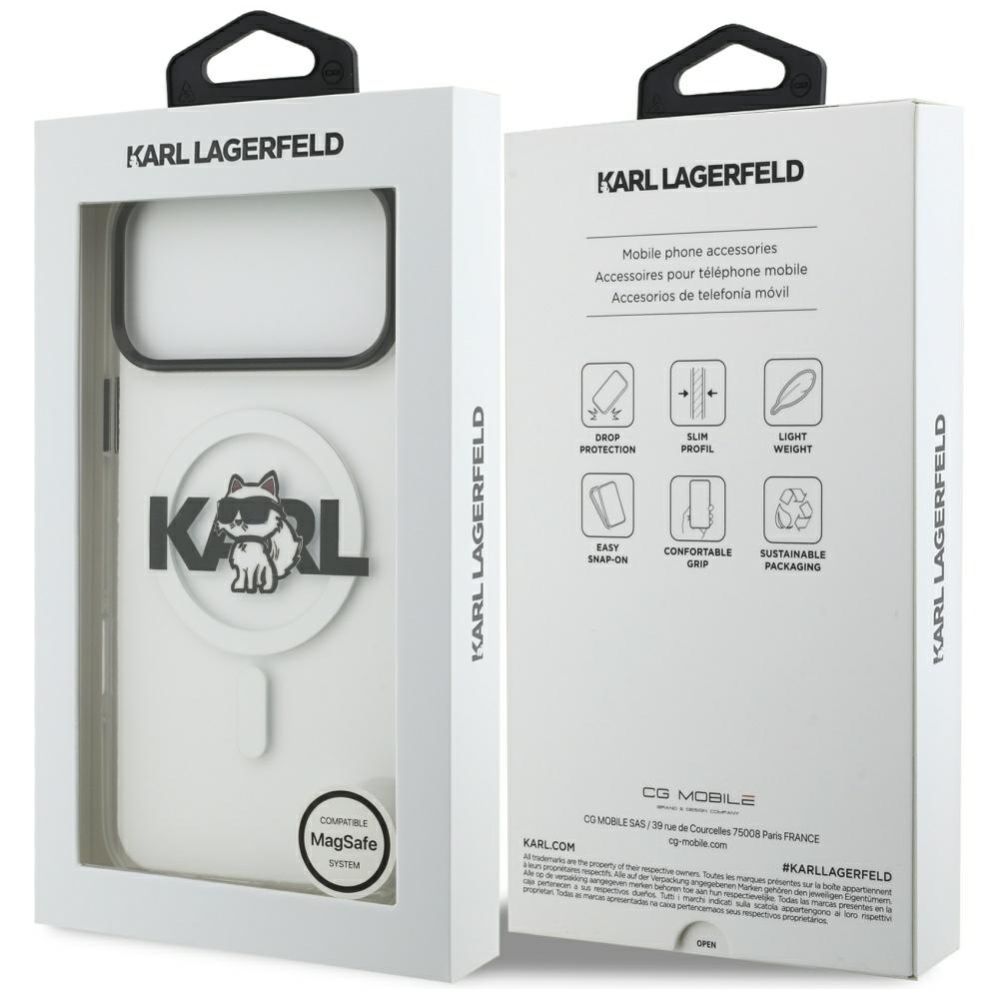 Kitos prekės Karl Lagerfeld Karl Lagerfeld IML Choupette Sketch Logo MagSafe Case for iPhone 17 Pro - Clear