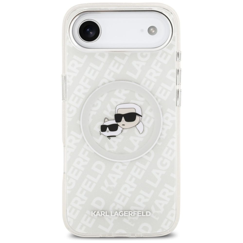 Kitos prekės Karl Lagerfeld Karl Lagerfeld IML Glitter Karl&Choupette Heads Logo MagSafe Case for iPhone Air - Gray