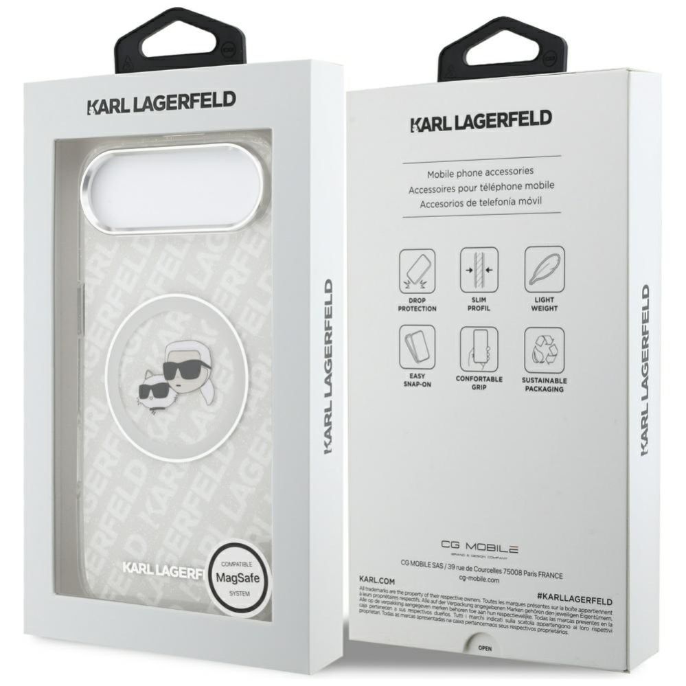Kitos prekės Karl Lagerfeld Karl Lagerfeld IML Glitter Karl&Choupette Heads Logo MagSafe Case for iPhone Air - Gray