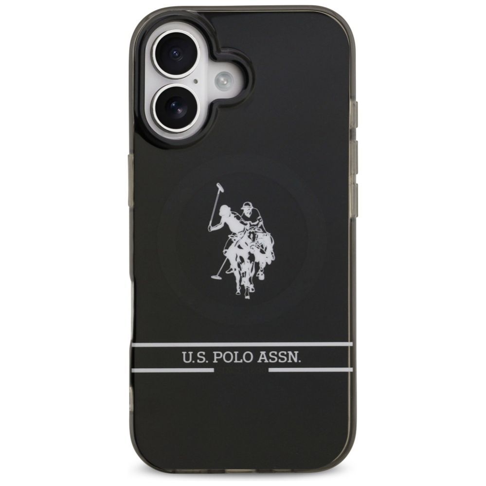 Citas preces U.S. Polo PU US Polo DH and Bottom Stripe Logo MagSafe iPhone 17 Case - Black