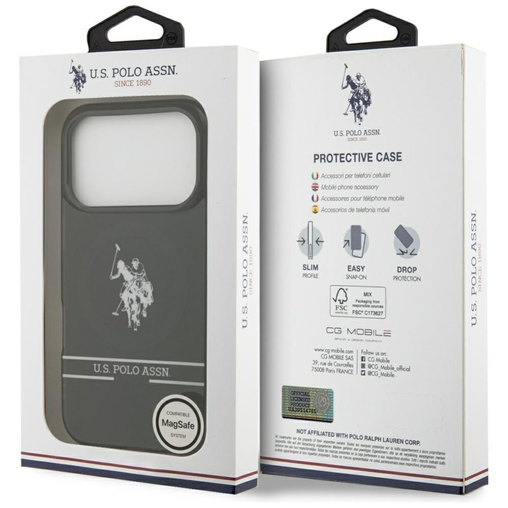 Other goods U.S. Polo PU US Polo DH and Bottom Stripe Logo MagSafe Case for iPhone 17 Pro - Black
