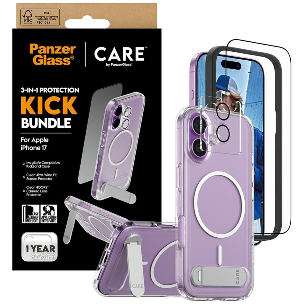 Citas preces Panzer Glass CARE by PanzerGlass Feature Kick 3in1 Case + Glass + Lens for iPhone 17