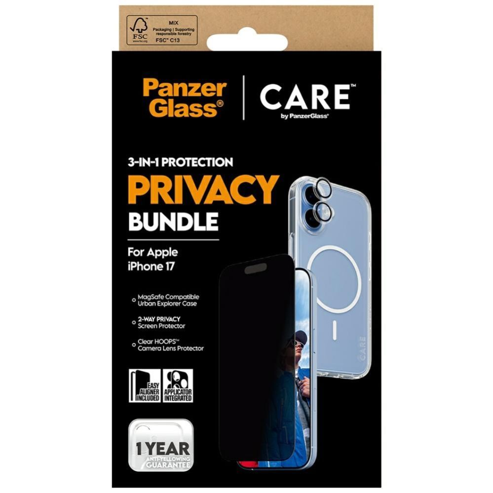 Citas preces Panzer Glass CARE by PanzerGlass Flagship Privacy 3-in-1 Case + Privacy Glass + Lens for iPhone 17