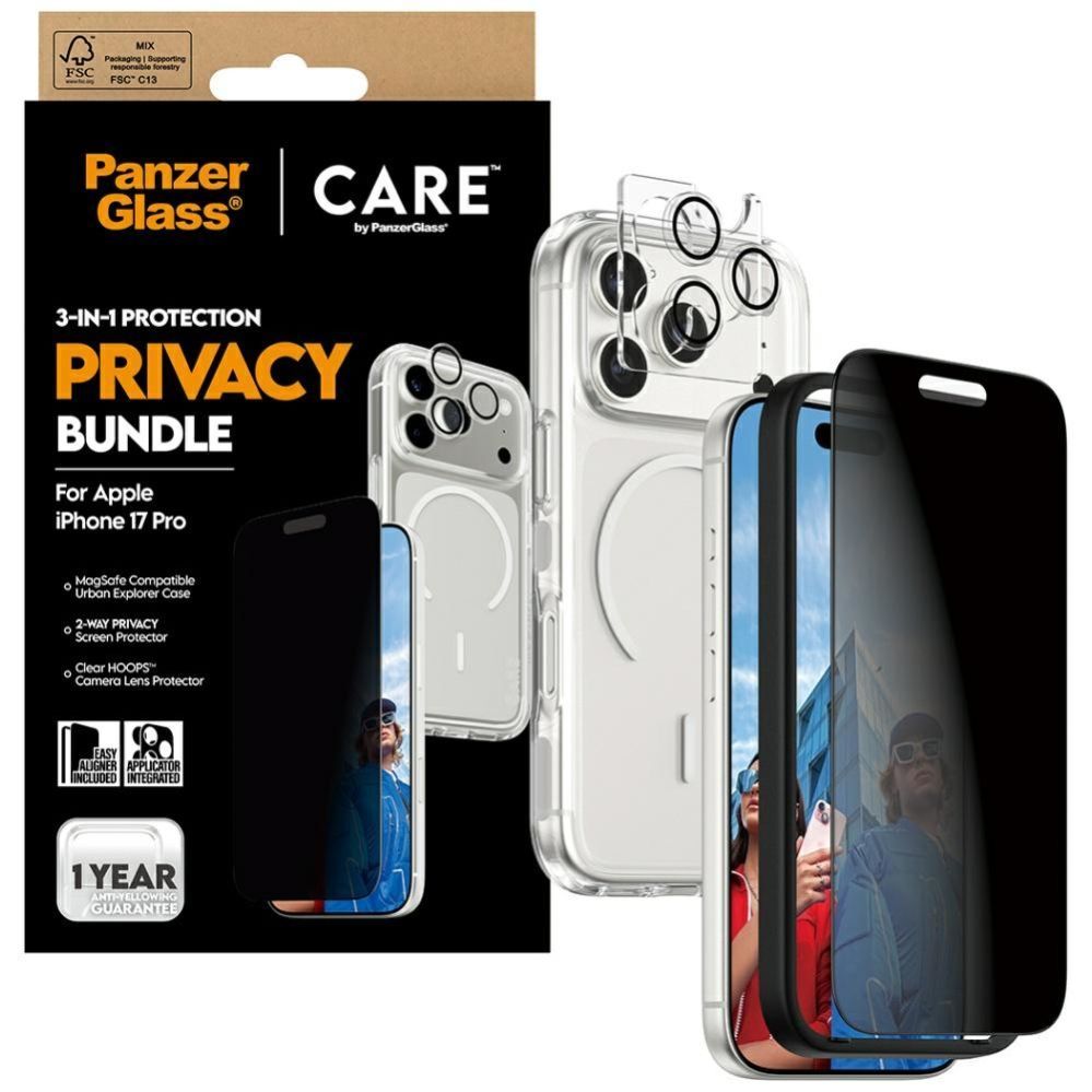 Citas preces Panzer Glass CARE by PanzerGlass Flagship Privacy 3-in-1 Case + Privacy Glass + Lens for iPhone 17 Pro