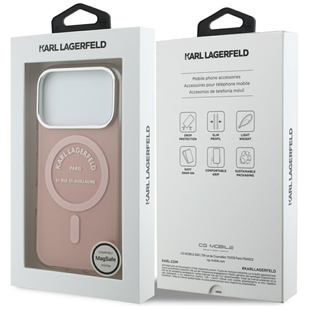 Citas preces Karl Lagerfeld Karl Lagerfeld IML Karl RSG Logo MagSafe Case for iPhone 17 Pro - Pink