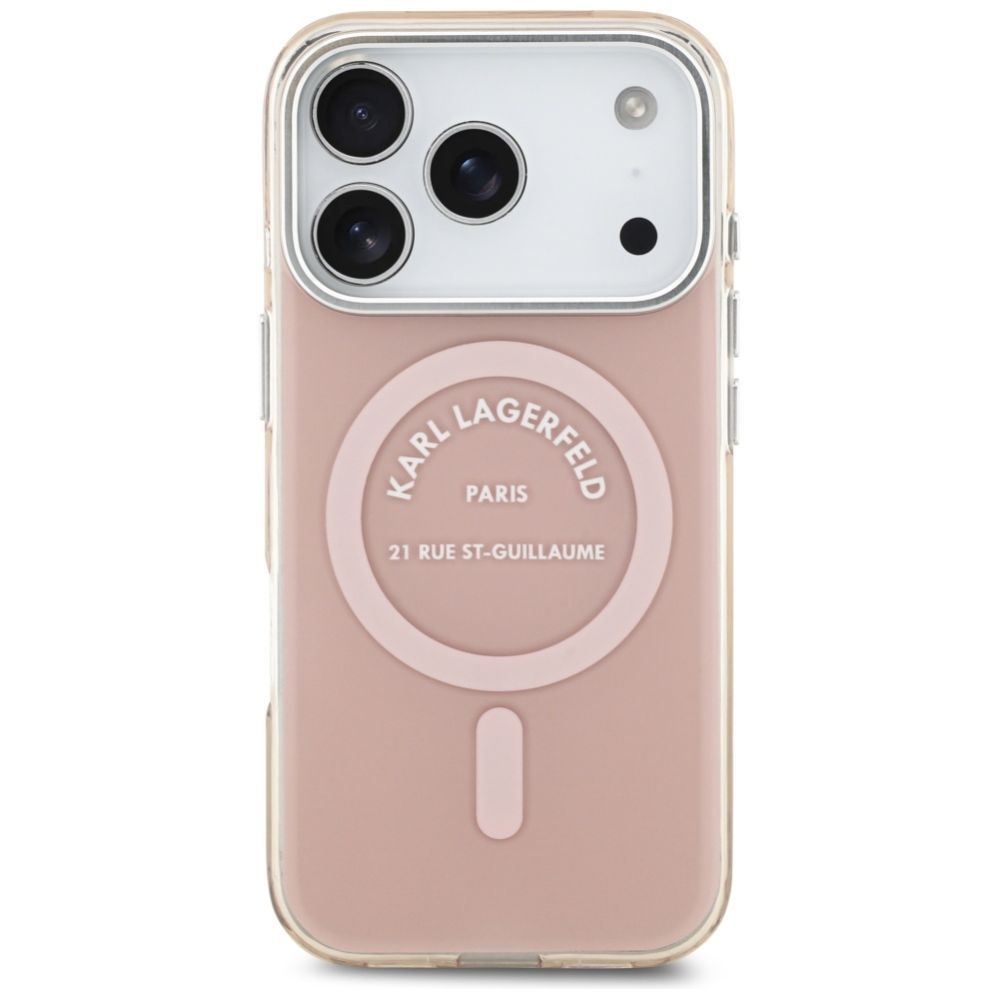 Citas preces Karl Lagerfeld Karl Lagerfeld IML Karl RSG Logo MagSafe Case for iPhone 17 Pro - Pink