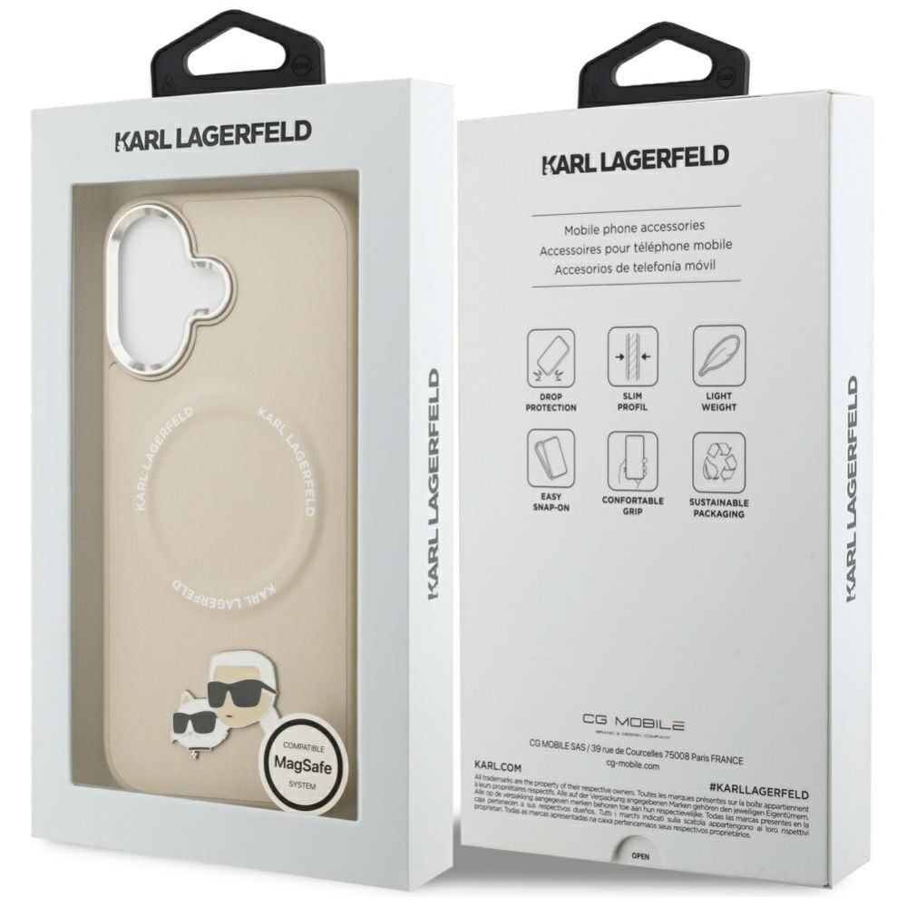 Citas preces Karl Lagerfeld Karl Lagerfeld Karl & Choupette Pins MagSafe Case for iPhone 17 - Beige