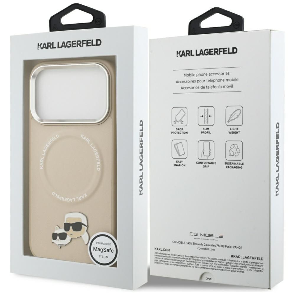 Citas preces Karl Lagerfeld Karl Lagerfeld Karl & Choupette Pins MagSafe Case for iPhone 17 Pro - Beige