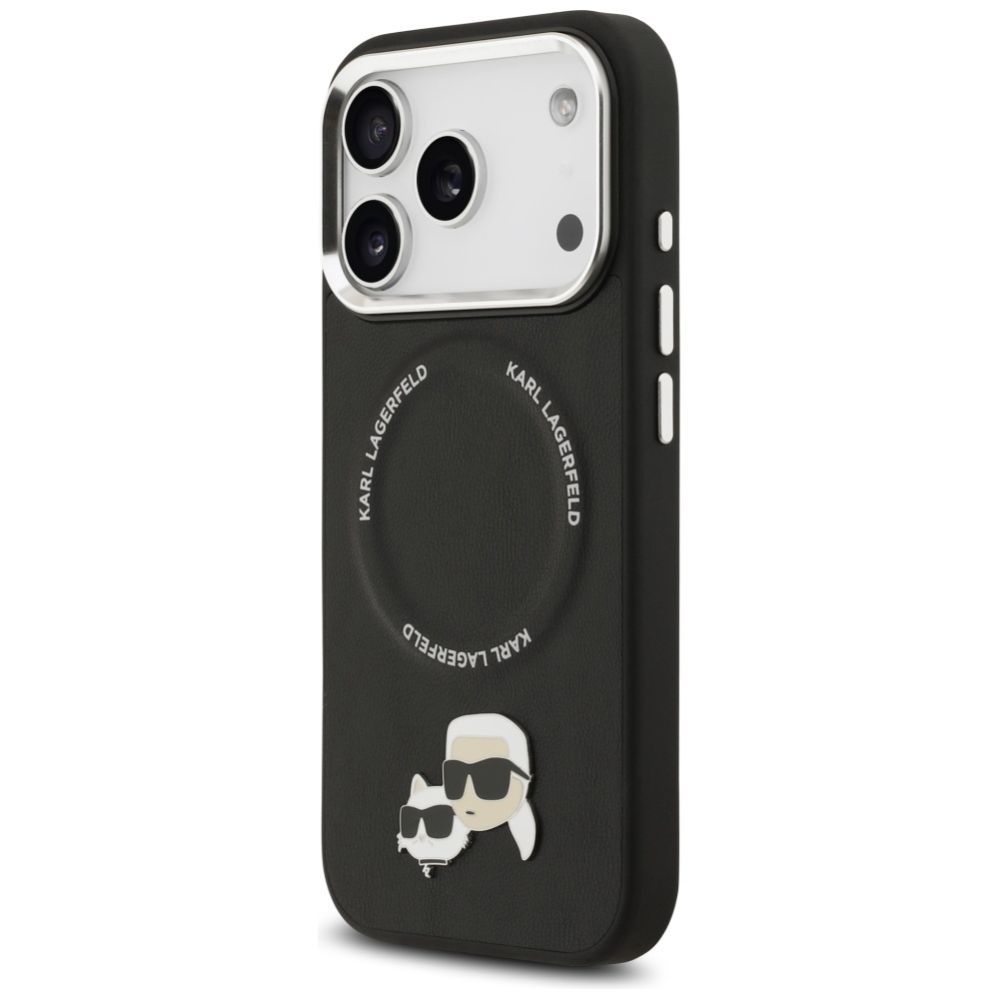Citas preces Karl Lagerfeld Karl Lagerfeld Karl & Choupette Pins MagSafe Case for iPhone 17 Pro - Black