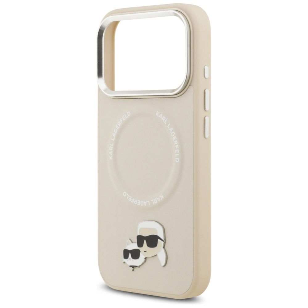 Citas preces Karl Lagerfeld Karl Lagerfeld Karl & Choupette Pins MagSafe Case for iPhone 17 Pro Max - Beige