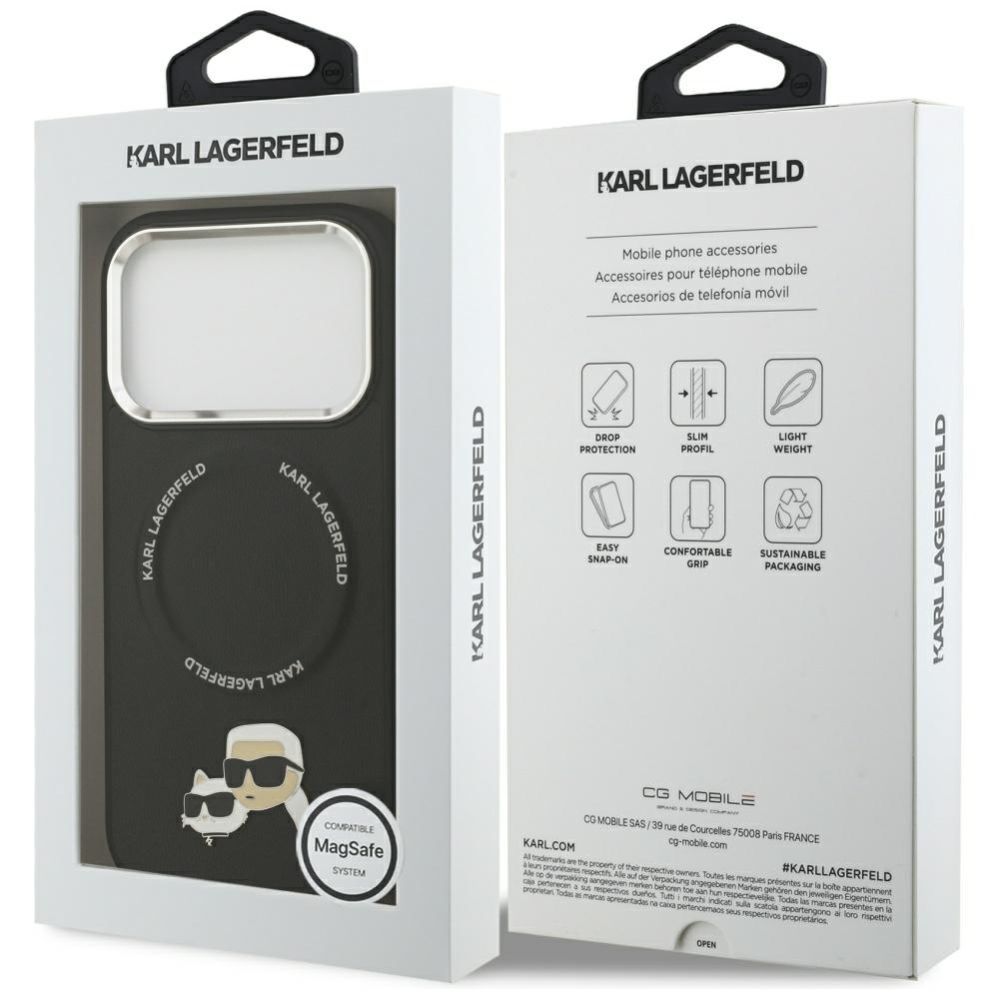 Citas preces Karl Lagerfeld Karl Lagerfeld Karl & Choupette Pins MagSafe Case for iPhone 17 Pro Max - Black