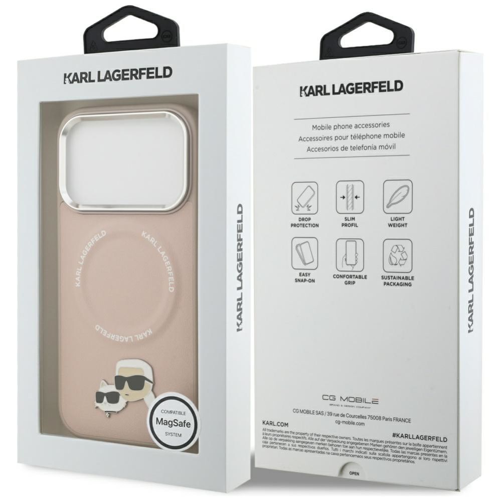 Citas preces Karl Lagerfeld Karl Lagerfeld Karl & Choupette Pins MagSafe Case for iPhone 17 Pro - Pink