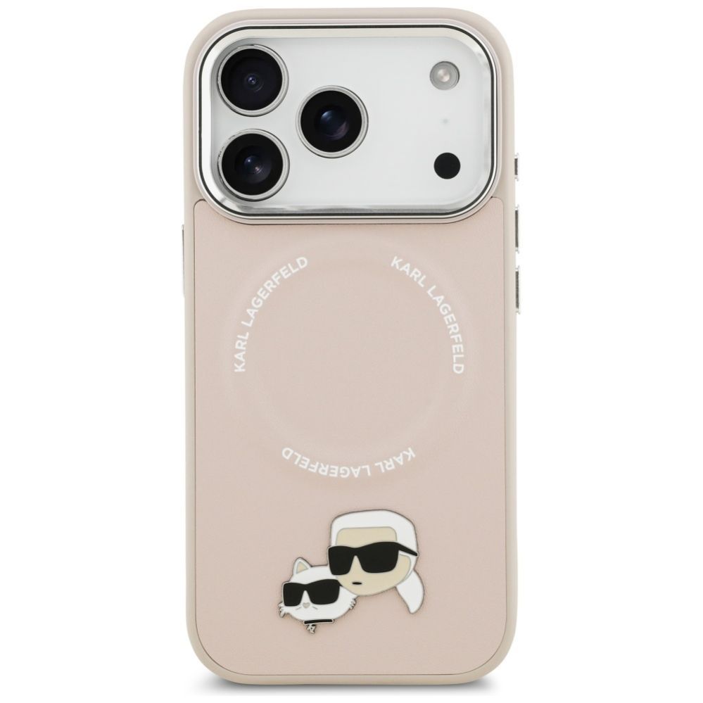 Citas preces Karl Lagerfeld Karl Lagerfeld Karl & Choupette Pins MagSafe Case for iPhone 17 Pro - Pink