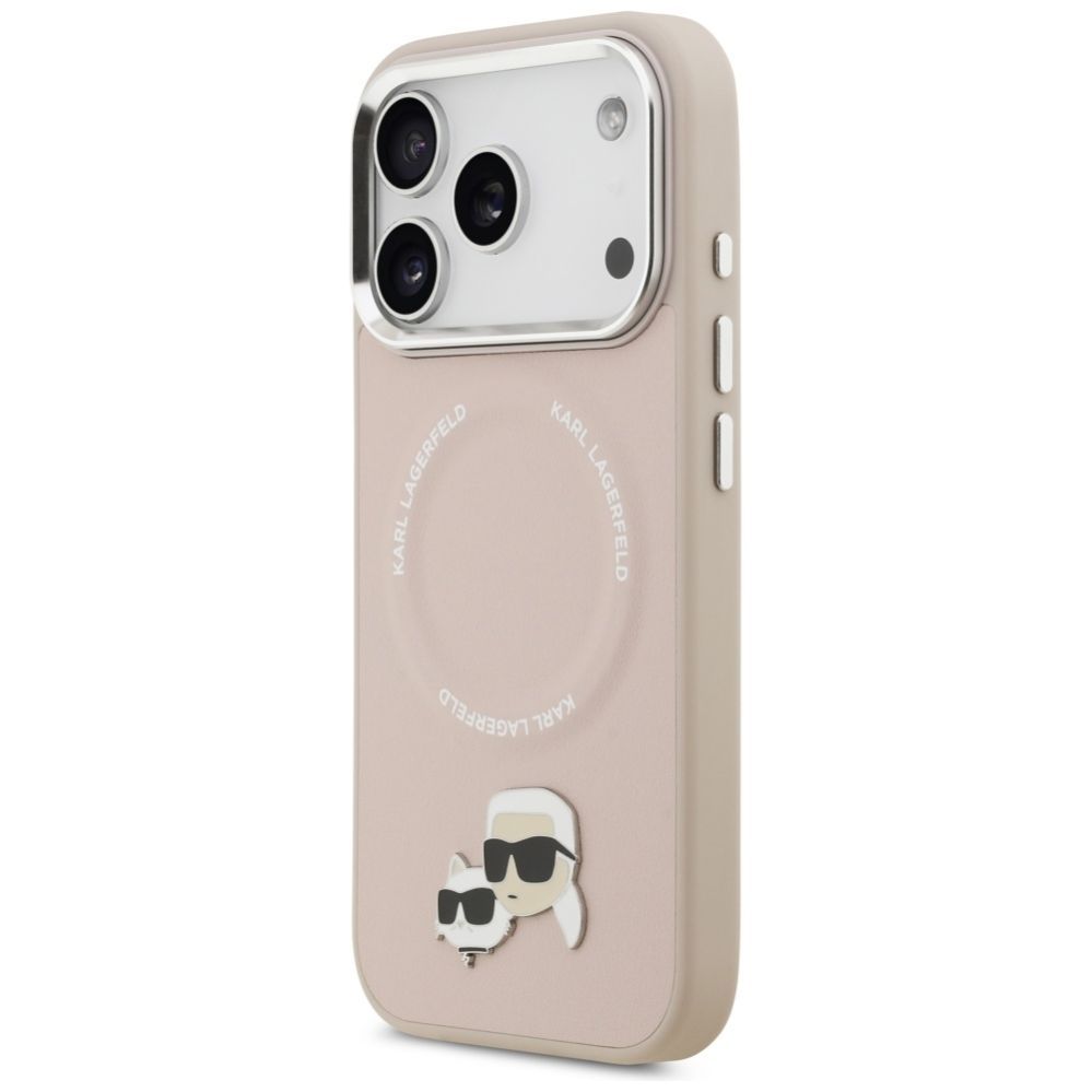 Citas preces Karl Lagerfeld Karl Lagerfeld Karl & Choupette Pins MagSafe Case for iPhone 17 Pro - Pink