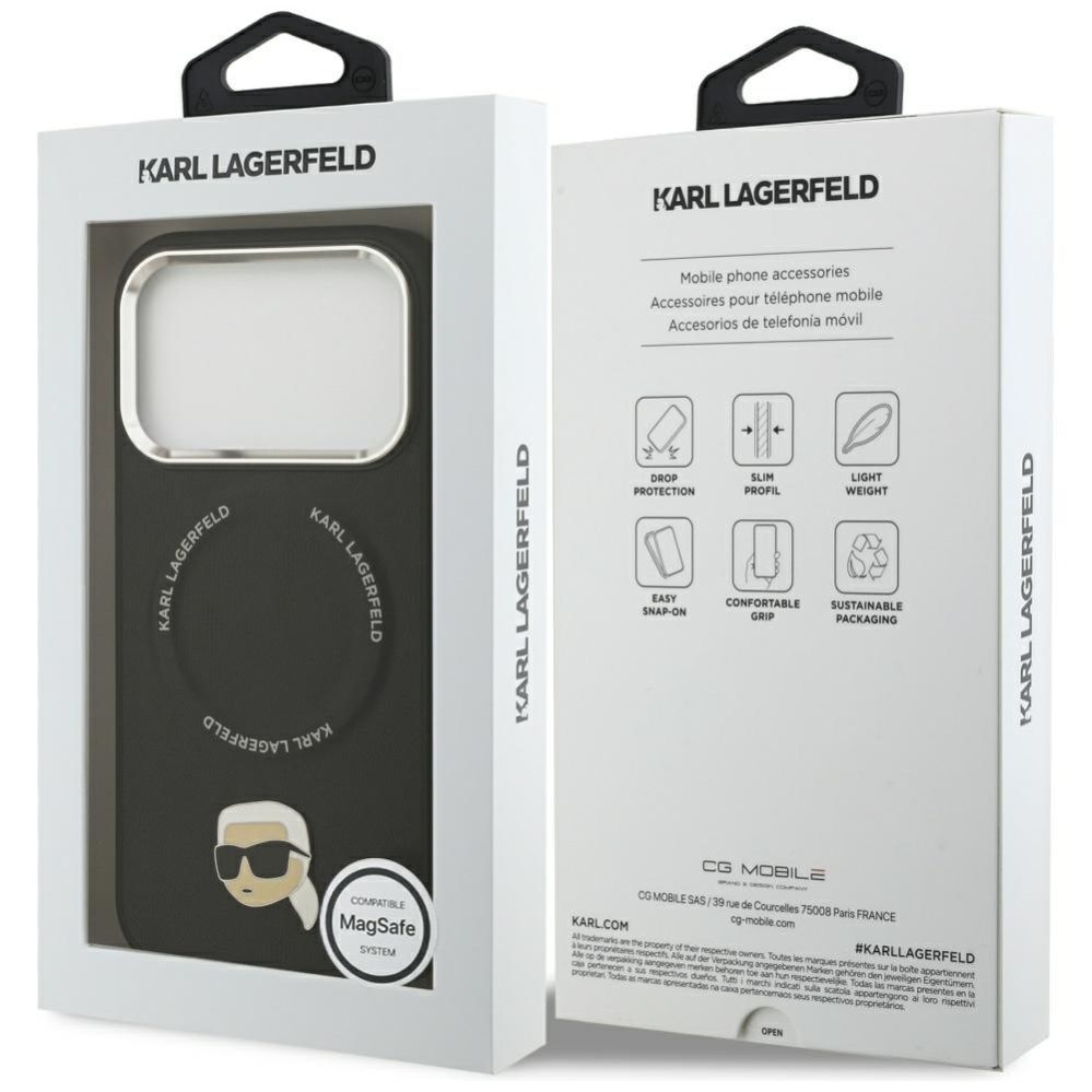 Kitos prekės Karl Lagerfeld Karl Lagerfeld Karl Pin MagSafe Case for iPhone 17 Pro - Black