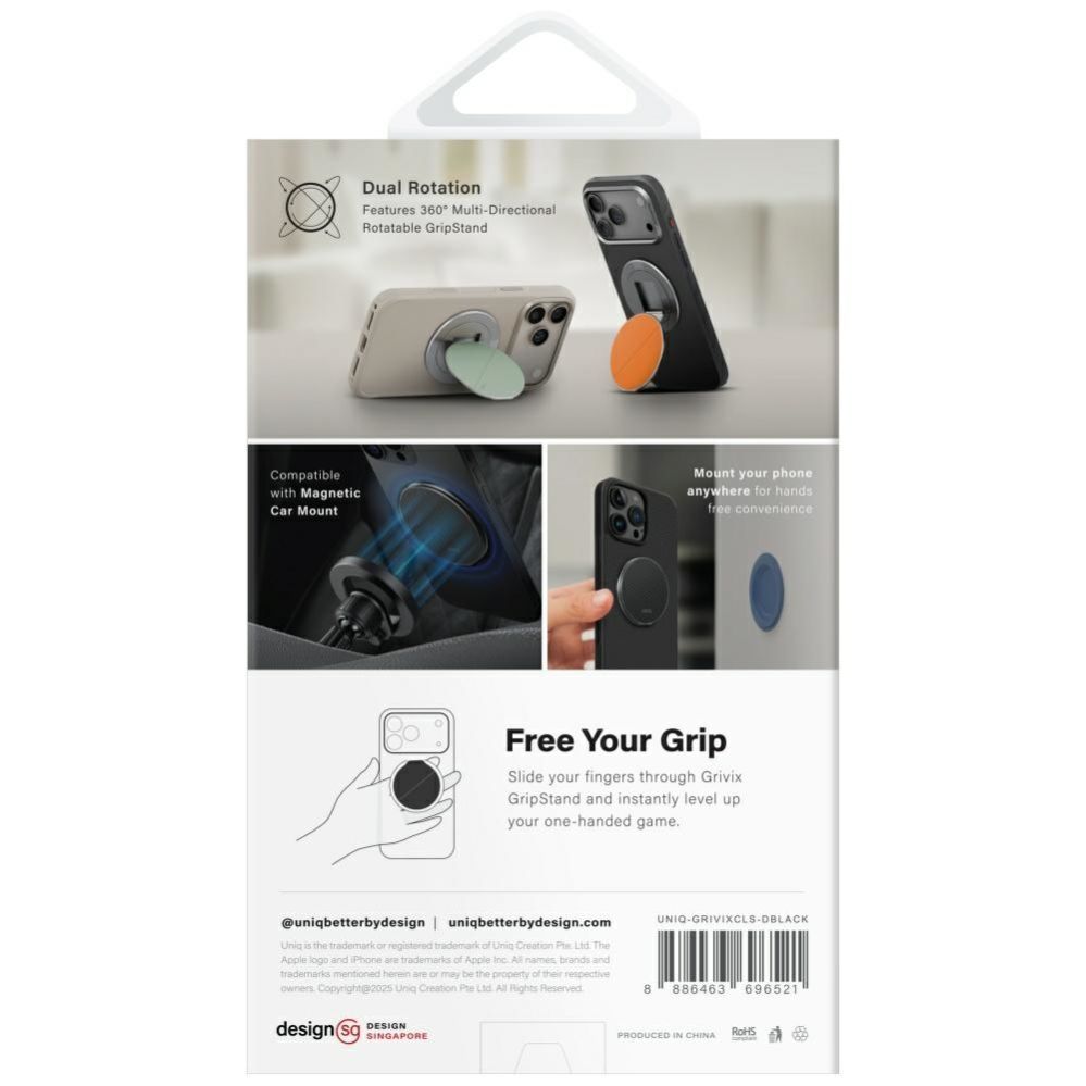 Citas preces UNIQ Uniq Grivix Classic 360 Mount&Grip Stand Magnetic Holder - Black