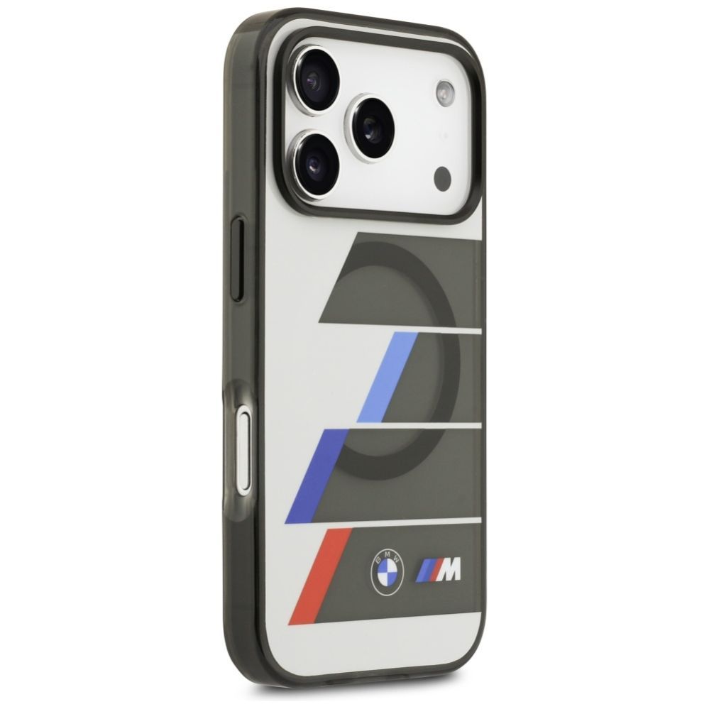 Citas preces BMW BMW M IML Metal Buttons Tricolor Lines MagSafe Case for iPhone 17 Pro - Gray
