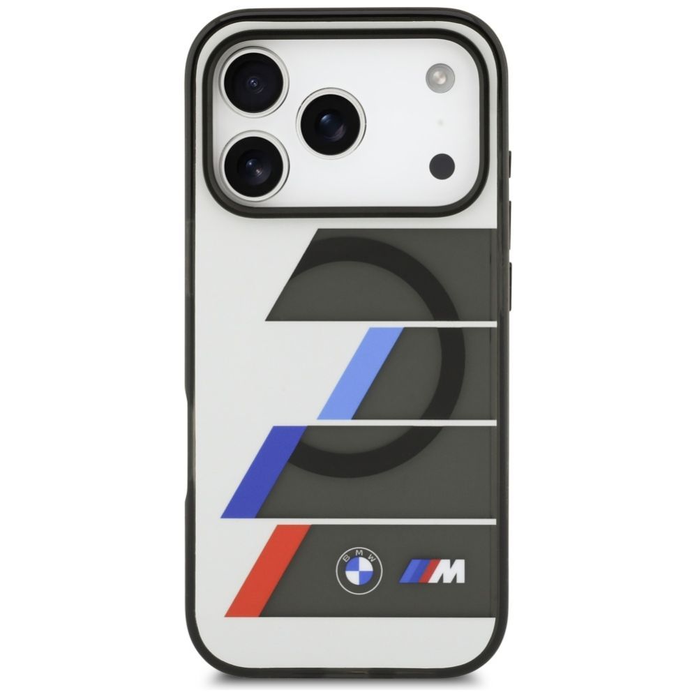 Citas preces BMW BMW M IML Metal Buttons Tricolor Lines MagSafe Case for iPhone 17 Pro - Gray