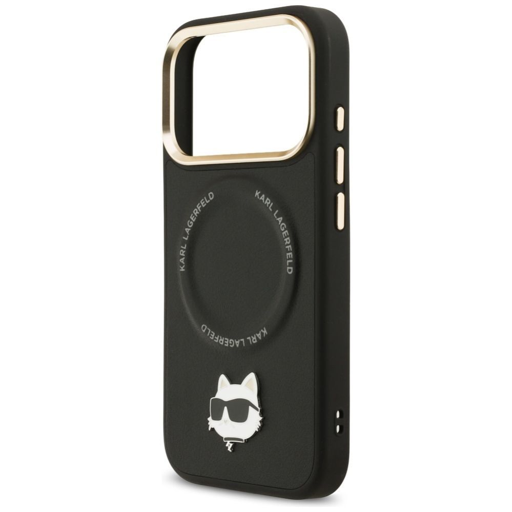 Kitos prekės Karl Lagerfeld Karl Lagerfeld Big Strap Choupette Metal Logo MagSafe Case for iPhone 17 Pro - Black