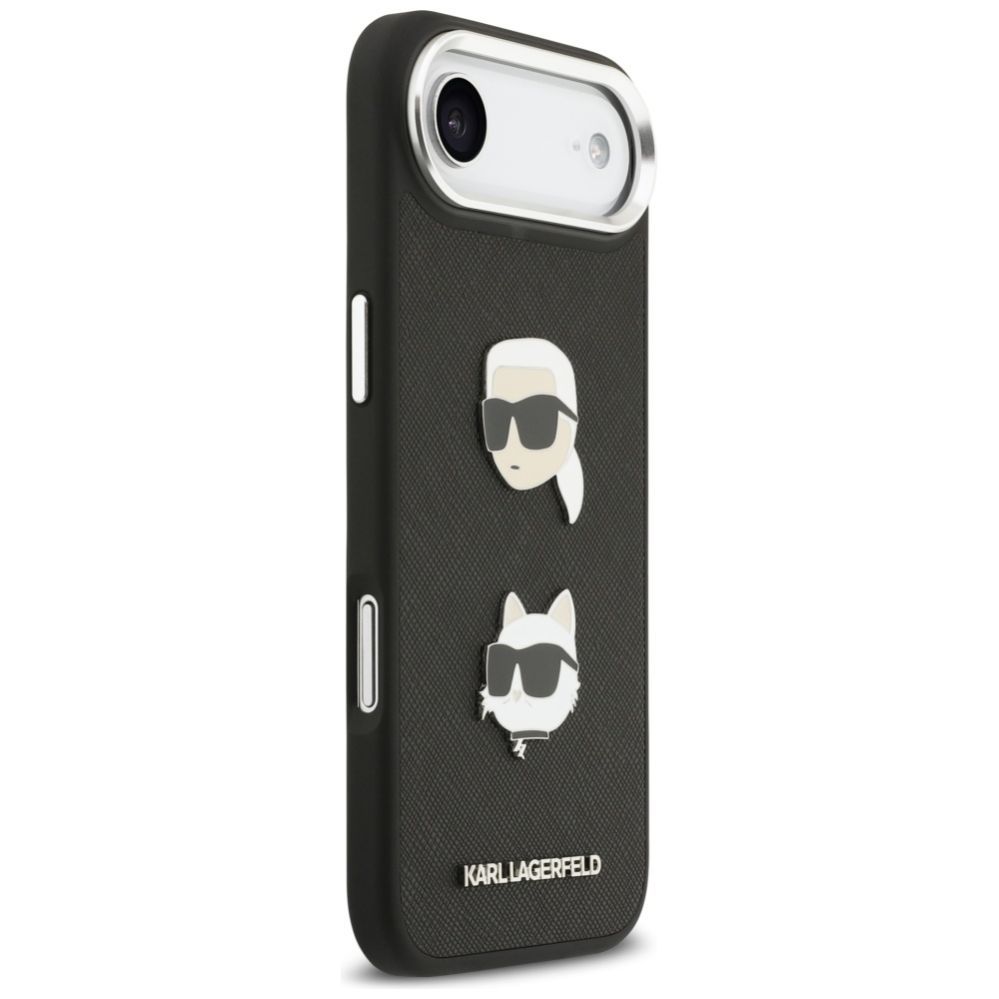 Kitos prekės Karl Lagerfeld Karl Lagerfeld FW Grained Karl & Choupette Heads Pins & Logo iPhone Air Case - Black