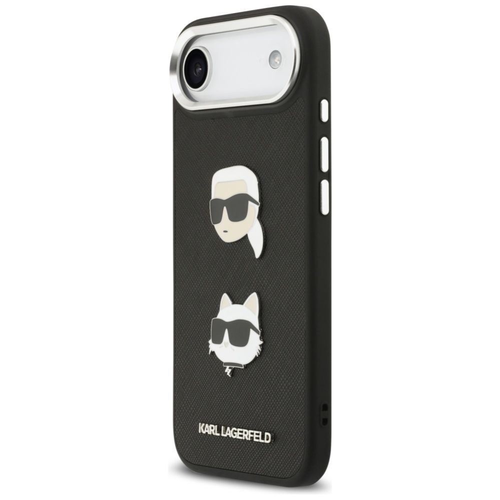 Kitos prekės Karl Lagerfeld Karl Lagerfeld FW Grained Karl & Choupette Heads Pins & Logo iPhone Air Case - Black