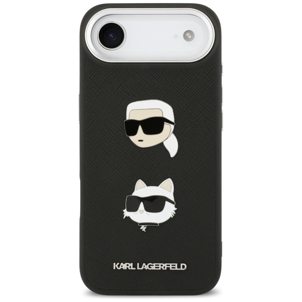 Kitos prekės Karl Lagerfeld Karl Lagerfeld FW Grained Karl & Choupette Heads Pins & Logo iPhone Air Case - Black