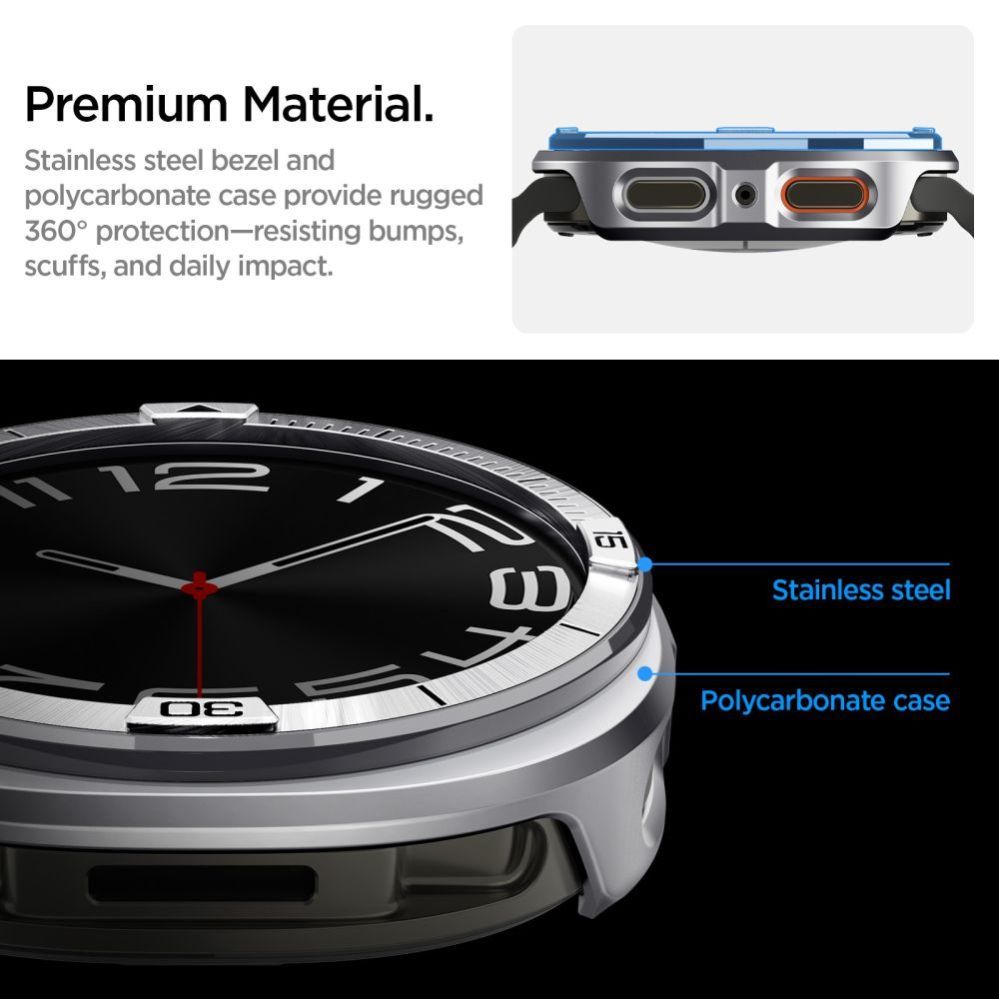 Citas preces Spigen Spigen Bezel Tune Pro Pilot Cover for Samsung Galaxy Watch 8 44mm - Silver