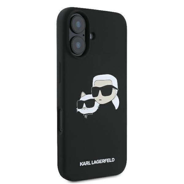 Citas preces Karl Lagerfeld Karl Lagerfeld Silicone Nauble Heads Print MagSafe Case for iPhone 16 - Black