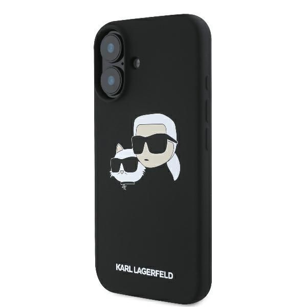 Citas preces Karl Lagerfeld Karl Lagerfeld Silicone Nauble Heads Print MagSafe Case for iPhone 16 - Black