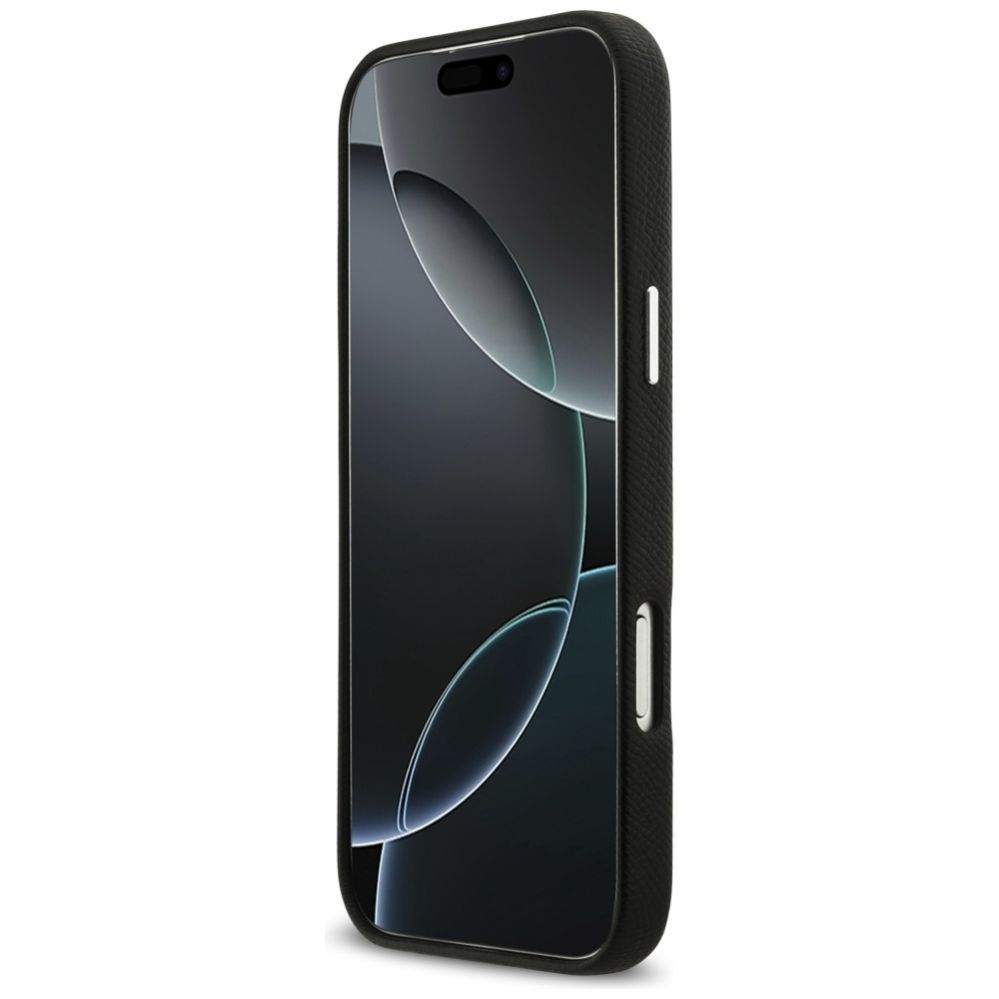 Kitos prekės Karl Lagerfeld Karl Lagerfeld FW Grained Signature Logo Case for iPhone 17 Pro Max - Black