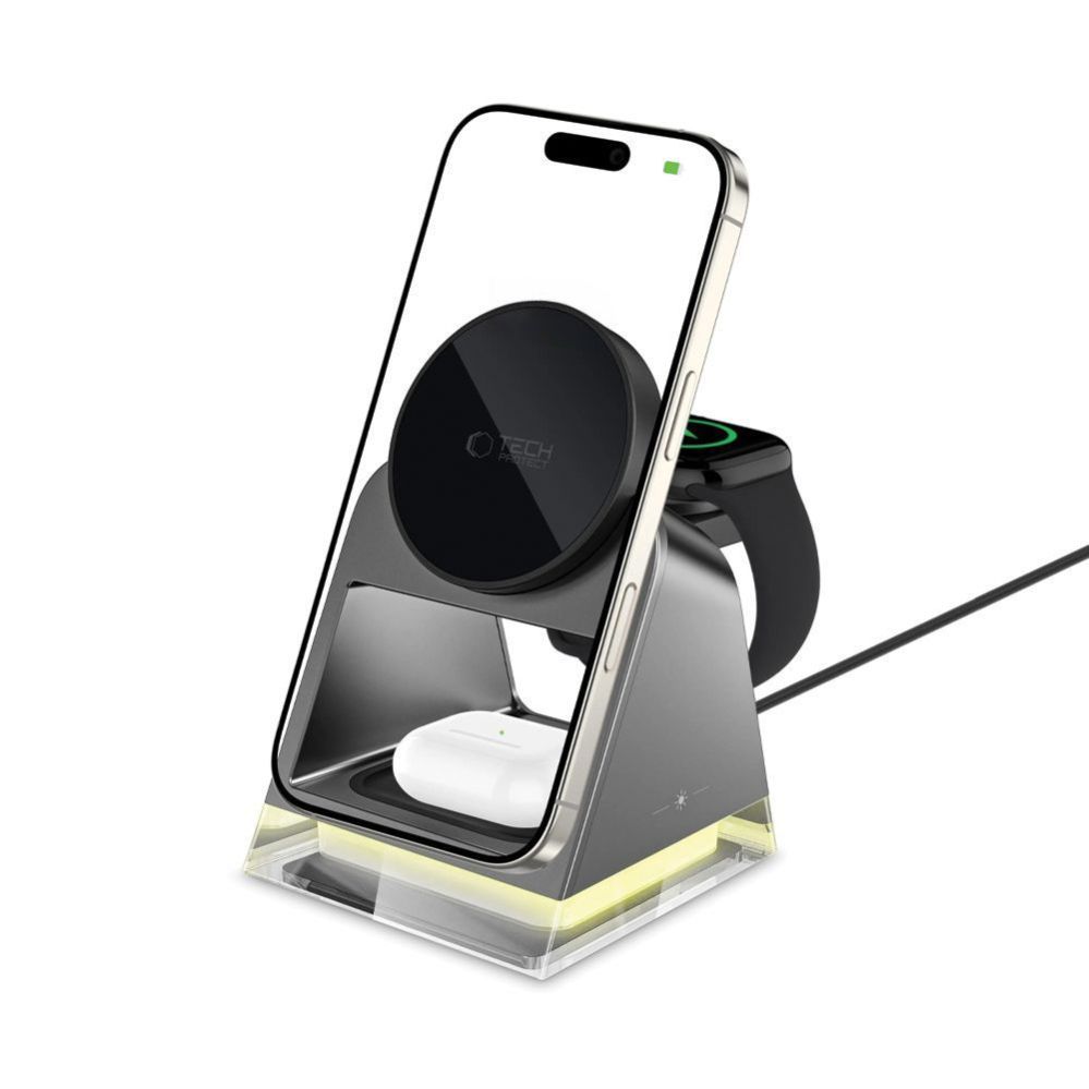 Other goods Tech-Protect Tech-Protect QI15W-A43 3in1 Wireless Charger with MagSafe for Apple Devices - Black