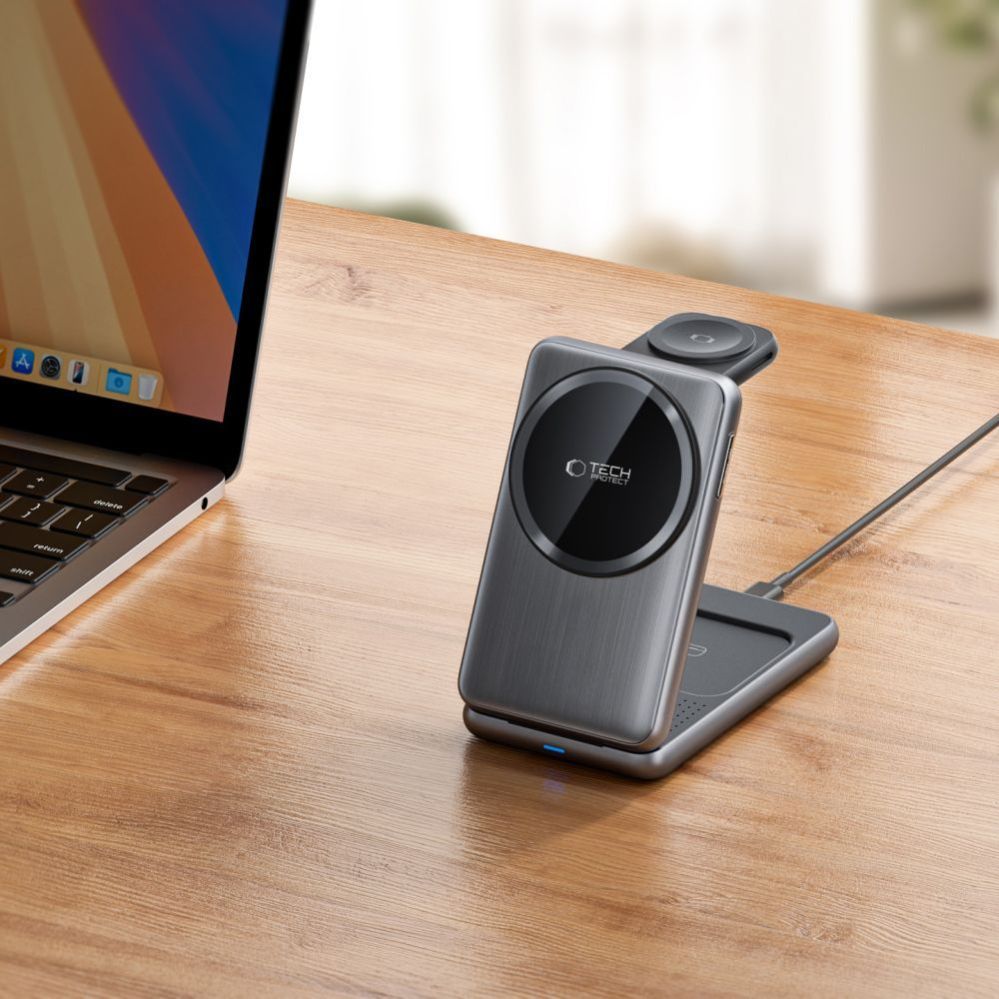 Other goods Tech-Protect QI15W-A42 3in1 Inductive Charger with MagSafe for Apple Devices - Gray