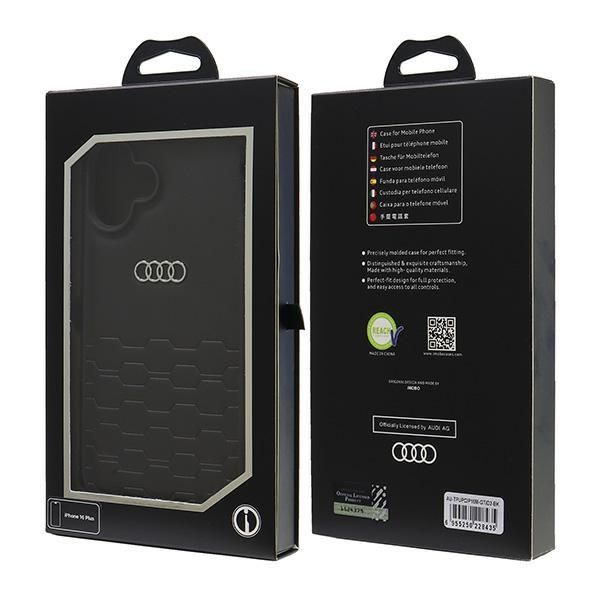 Citas preces Audi Audi Synthetic Leather iPhone 16 Plus 6.7" black/black hardcase AU-TPUPCIP16M-GT/D2-BK