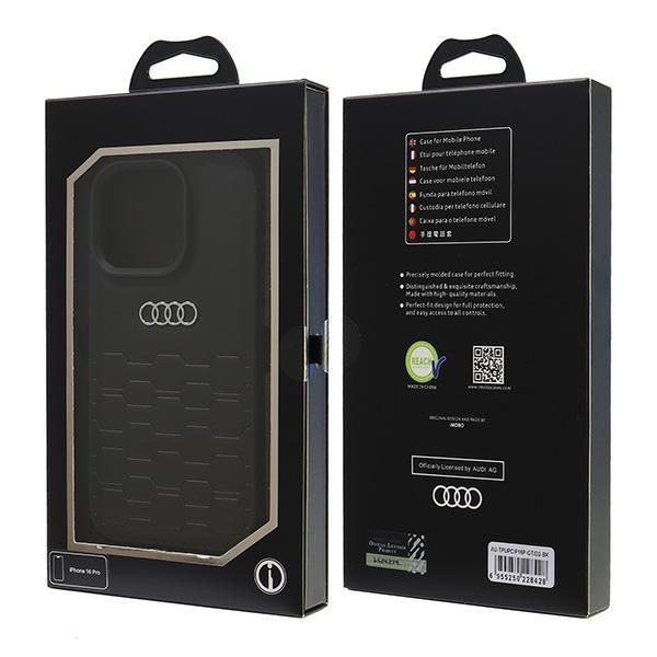 Citas preces Audi Audi Synthetic Leather iPhone 16 Pro 6.3" black/black hardcase AU-TPUPCIP16P-GT/D2-BK