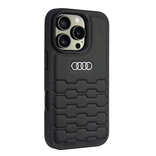 Citas preces Audi Audi Synthetic Leather iPhone 16 Pro 6.3" black/black hardcase AU-TPUPCIP16P-GT/D2-BK