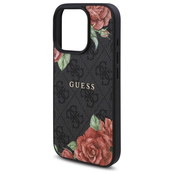 Citas preces Guess Guess GUHMP16LP4ROPEMCK iPhone 16 Pro 6.3" black/black hardcase 4G Flowers Print MagSafe