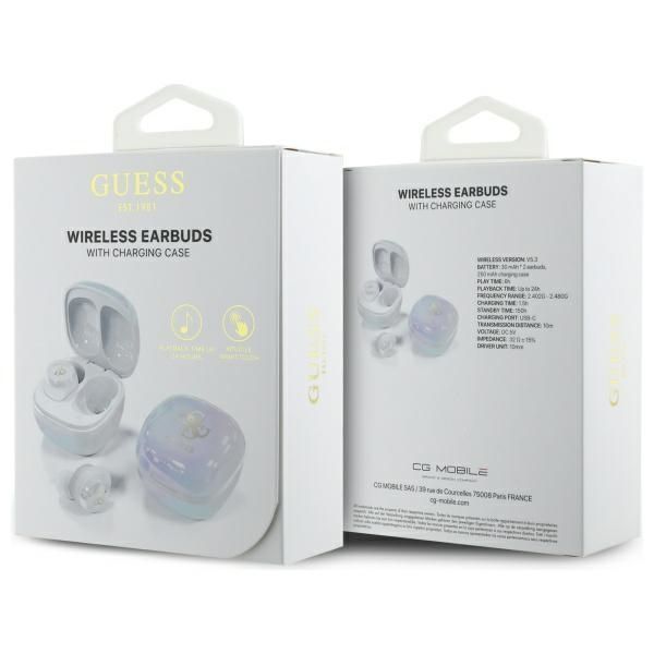 Muud kaubad Guess Guess Bluetooth headphones GUTWSJ144ESH TWS + docking station white/white Iridescent 4G Printed Logo