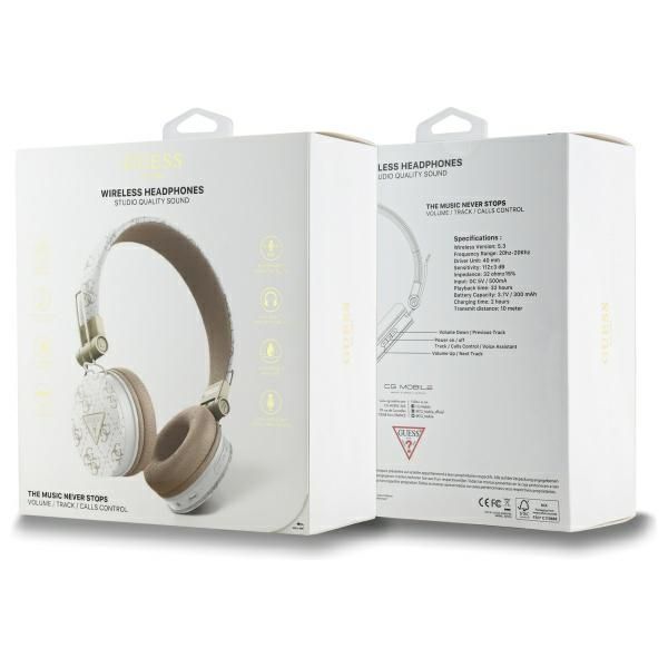 Citas preces Guess Guess Bluetooth ENC GUBH70E4PTMH on-ear headphones white 4G Triangle Round Shape