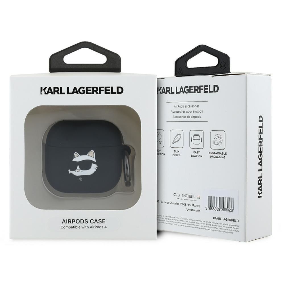 Citas preces Karl Lagerfeld Karl Lagerfeld Silicone Choupette Head 3D Case for AirPods 4 - Black