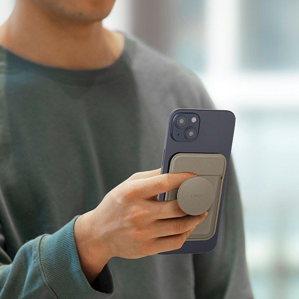 Citas preces UNIQ Uniq Flixa Magnetic Card Wallet with Stand Black/Jet Black MagSafe