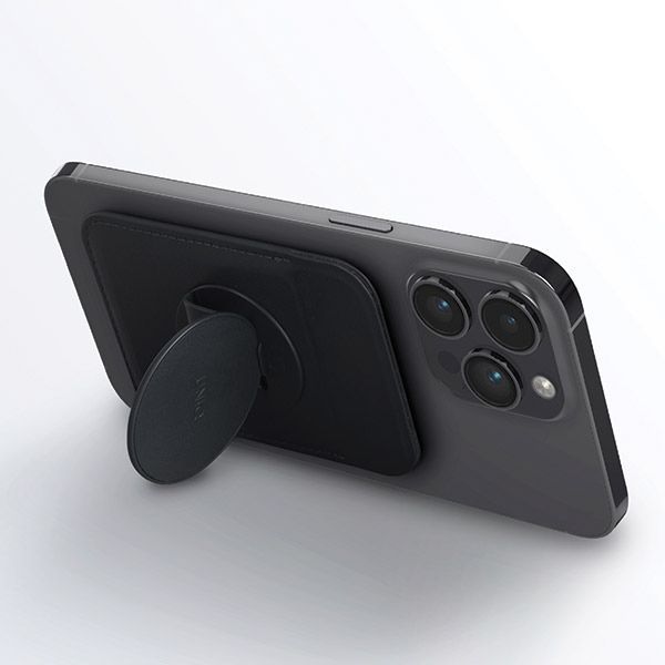 Citas preces UNIQ Uniq Flixa Magnetic Card Wallet with Stand Black/Jet Black MagSafe