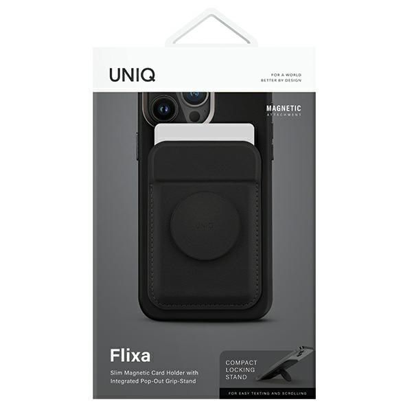 Citas preces UNIQ Uniq Flixa Magnetic Card Wallet with Stand Black/Jet Black MagSafe
