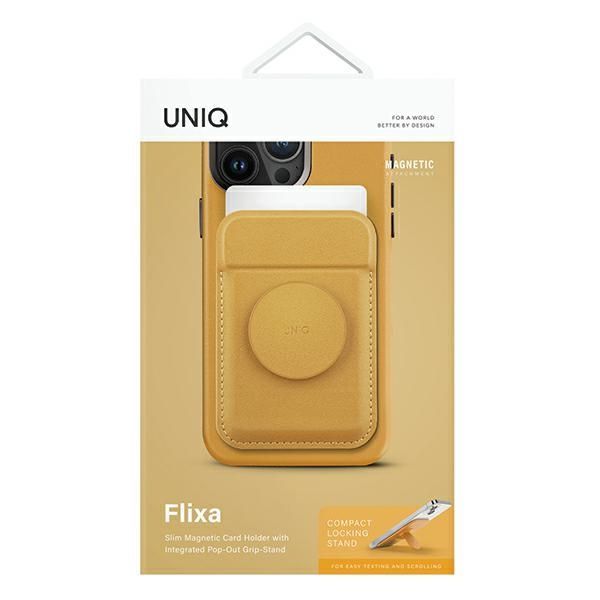 Citas preces UNIQ Uniq Flixa Magnetic Card Wallet with Stand Yellow/Canary Yellow MagSafe